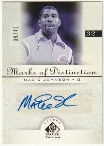 2005-06 SP SIGNATURES Magic Johnson Auto MARKS of DISTINCTION #/40 L.A.LAKERS HOF