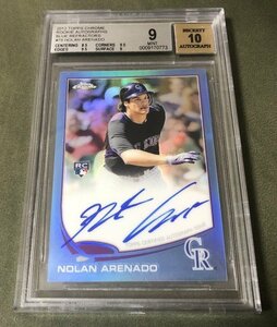 2013 TOPPS CHROME Nolan Arenado RC Auto BLUE REFRACTOR #/199 BGS 9 MINT AUTO 10