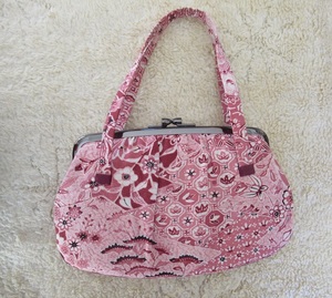 口金付き布地和装バッグ　がま口タイプ　ピンク系