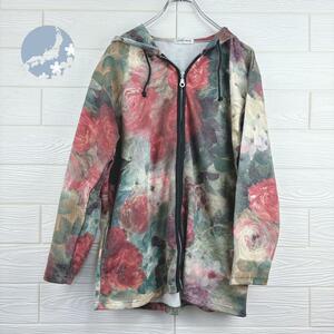 【美品】総柄　LADIES WEARスゥエット　パーカー　サイズ38(M)