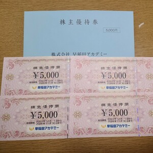 早稲田 アカデミー 株主優待券¥20000分(¥5000×4枚)　2024年11月30日まで