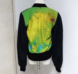 21SS 極美品 DRIES VAN NOTEN Len Lye ドリスヴァンノッテン レンライ グラフィック ボンバージャケット ブラック レディース 38 ブルゾン