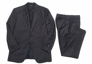 14AW 極美品 GIORGIO ARMANI ジョルジオアルマーニ 黒タグ TAYLOR ストライプ スーツ セットアップ ヴァージンウール ネイビー メンズ 52