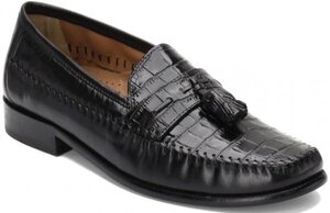 Florsheim 26cm タッセル ローファー クロコダイル 型押し ビジネス スリッポン ゴア ブラック ベネチアン スーツ レザー 革靴 JJJ243