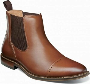 Stacy Adams 27.5cm Chelsea boots side-gore chocolate Brown cap strut blow g business suit leather JJJ245