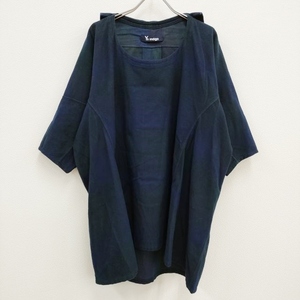 Y's/Yohji Yamamoto YR-B13-011 indigo チェック サイズ2 セーラーカラー チュニック ネイビー ワイズ/ヨウジヤマモト 3-1128T 214774