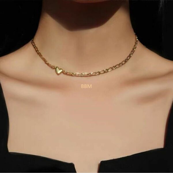 gold heart charm necklace ハートチャーム　k18