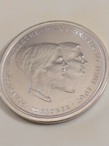 デンマーク 1967 10クローナ銀貨 Wedding Princess Margrethe