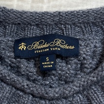 BROOKS BROTHERS/ブルックスブラザーズ/ITALIAN YARN/イタリアンヤーン ケーブル編みクルーネックニットセーター/グレー/ラグランスリーブ_画像4