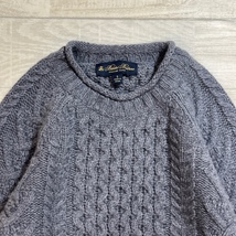 BROOKS BROTHERS/ブルックスブラザーズ/ITALIAN YARN/イタリアンヤーン ケーブル編みクルーネックニットセーター/グレー/ラグランスリーブ_画像3