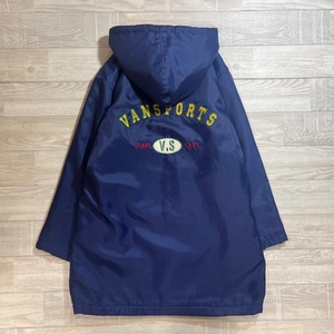 VAN SPORTS/ Van sport / arch Logo embroidery / inside fleece f- dead bench coat / navy / jacket / button × zipper front 