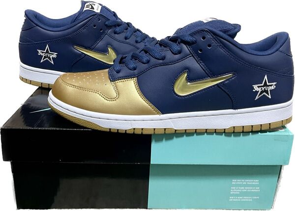 【新品未使用】Supreme NIKE DUNK SB LOW 29.5cm 紺金 QS "Metallic Gold/Navy"