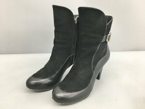  Bally lady's 36 black short boots box attaching suede 2312LS039