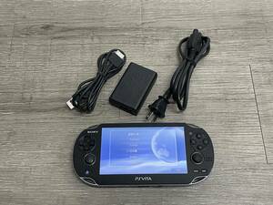 ☆ VITA ☆ PlayStation Vita 3G/Wi-Fiモデル クリスタル・ブラック PCH-1100 動作品 本体 アダプター USBケーブル PSVITA SONY 1406