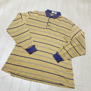 3752☆ Munsingwear マンシングウェア トップス 長袖ポロシャツ カジュアル メンズ L イエロー ボーダー柄 日本製