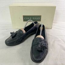 3757☆ ③ COLE HAAN コールハーン シューズ レザーシューズ タッセルローファー メンズ 7 ブラック 箱付き_画像1