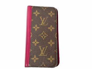 ☆ LOUIS VUITTON ルイヴィトン モノグラム フォリオ iPhone11 スマホケース スマホカバー アイフォンケース ブラウン×赤