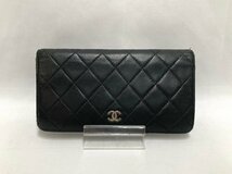 ♪CHANEL シャネル マトラッセ 長財布 ラムスキン ココマーク レザー ブラック系 シルバー金具 ウォレット 札入れ 小銭入れ レディース♪_画像1