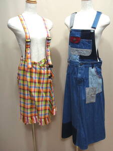 L44593【BETTYS BLUE/TITICACA】 吊りスカート ジャンパー スカート チェック クレイジー パタ-ン 2枚セット