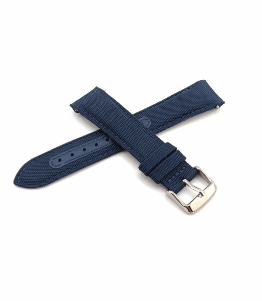 20mm カーブエンド 腕時計 ナイロン×レザー ネイビーブルー 【対応】オメガ スピードマスター シーマスター プラネットオーシャン