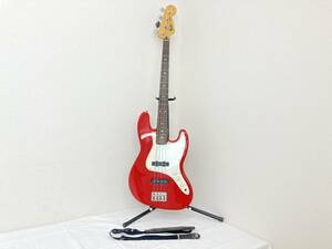 【IE3】(K)Squier by Fender JAZZBASS ツートン 赤 レッド 4弦 スクワイヤー フェンダー 傷有り 通電音出し確認OK ジャンク扱い 中古現状品