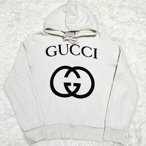 グッチ【大人気デザイン】 GUCCI パーカー スウェット トレーナー トップス 現行 インターロッキング ロゴ ホワイト 白 メンズ サイズM