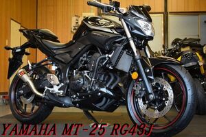 YAMAHA MT-25 RG43J 2018年 高速楽々ETC装着済 AKRAPOVICスリップオンマフラー WAKO,Sオイル交換済 機関程度良好レスポンス抜群 E/G絶好調