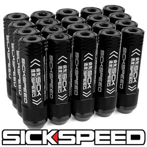 SICKSPEED　M12xP1.5 ハイブリッドナット キャップ ロングタイプ 80mm 　ブラック　24本