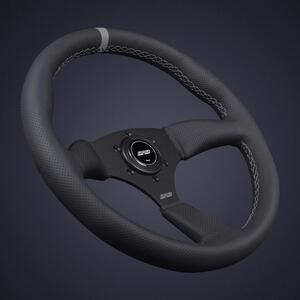 【Newホーンボタン】 DND Performance Interior　Touring パンチングレザー グレーステッチ 35φ ツーリング ステアリング ハンドル USDM