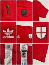 【美品】 adidas originals アディダス オリジナルス W杯 イングランド代表 クルーネック Tシャツ トップス サイズM 半袖 赤 AHS001_画像5
