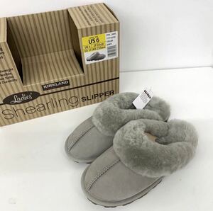 カークランド ムートンスリッパ US6 23cm グレー 羊毛 SHEARLING