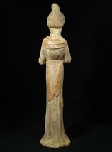 緑屋z■ 中国古玩　加彩　女俑　土人形　高約53cm　唐物 時代物　i2n/11-528/14-2#120_画像3