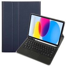 アイパッド10.9インチ iPad 第10世代 2022年モデル キーボード付きケース Bluetooth タッチパッド PUレザー カバースタンド機能 ネイビー_画像1