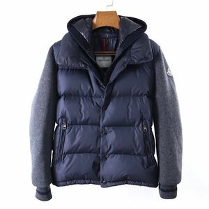 1円〜 国内正規 モンクレール MONCLER 3-DK036 　切り替え　　腕ロゴ　ダウン ジャケット メンズ ネイビー グレー 　サイズ1