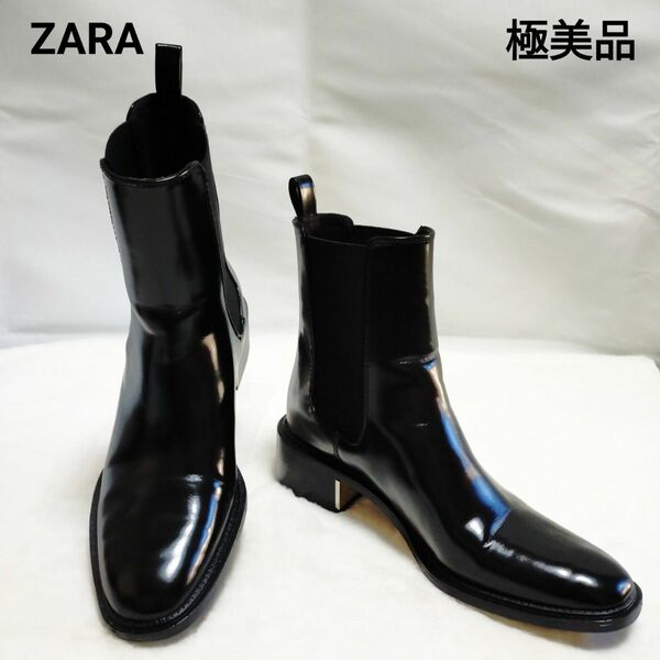 【極美品】ZARA メタルディテール ヒール 23-24AW サイドゴアブーツ 24.5cm