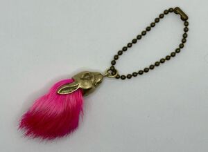 ◇真鍮◇ラビットフット キーホルダー ◇ピンク◇ LUCKY RABBIT FOOT KEYCHAIN バイク　チャーム　バッグ　お守り