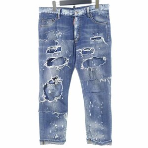 【特別価格】DSQUARED2 17SS GLAM HEAD JEAN クラッシュ ダメージ デニム パンツ インディゴ メンズ48