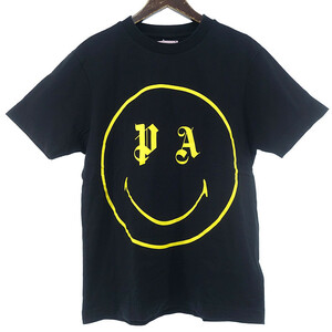 【特別価格】Palm Angels 18SS SMILEY ロゴ プリント 半袖 カットソー Ｔシャツ ブラック メンズXS