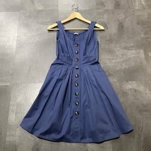 J ☆ 高級ラグジュアリー服 'イタリア製' MIUMIU ミュウミュウ ひざ丈 ノースリーブ ワンピース スナップボタン size:36 レディース 婦人服