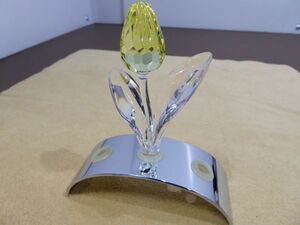 SWAROVSKI/スワロフスキー　置物　インテリア　SCS限定　2004年　チューリップ　イエロー　土台付き　658J