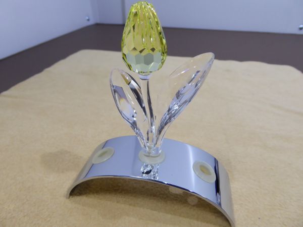 SWAROVSKI/スワロフスキー 置物 インテリア SCS限定 2004年 チューリップ イエロー 土台付き 658J
