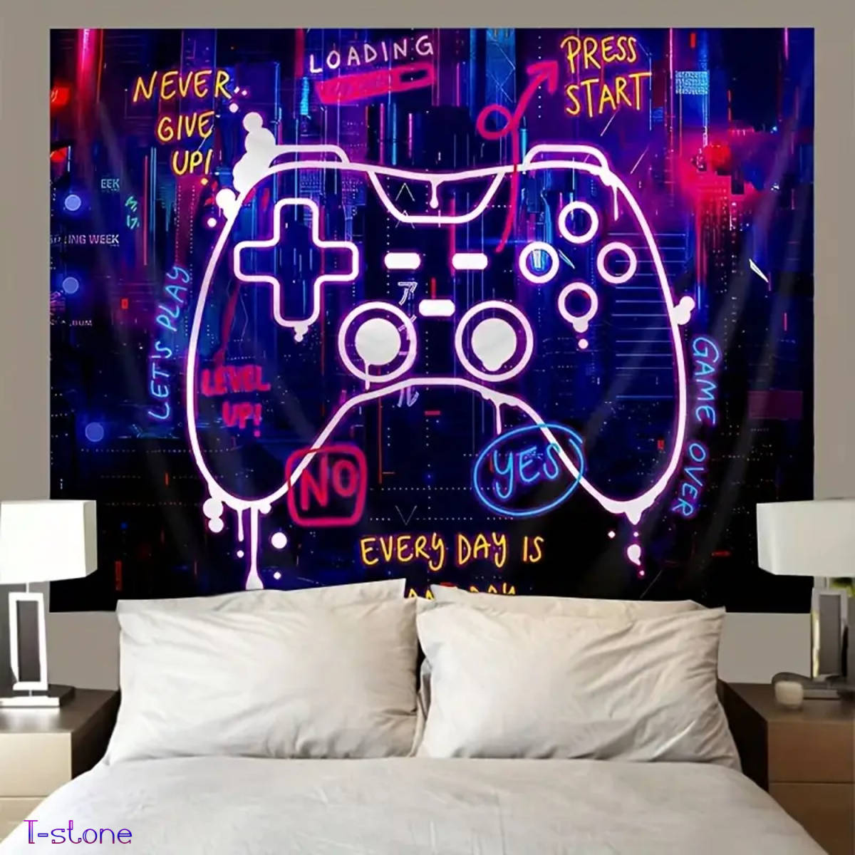 Tapestry Neon Sign GAME Neon American Style Interior Decoration Stylish Private Room Outstanding Presence Man's Hideaway Creates Atmosphere, Handmade items, interior, miscellaneous goods, panel, Tapestry