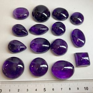 ［天然アメジスト15点おまとめ600ct］ D ルース 裸石 宝石 ジュエリー カボション jewerly ジュエリー amethyst 紫水晶 