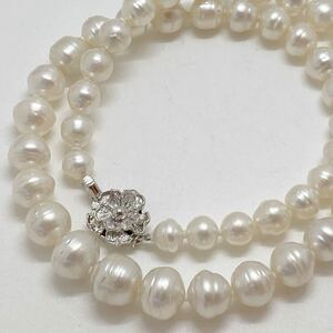 ［南洋白蝶真珠ネックレス］D 約51.9g 約7.5-11mm珠 パール pearl necklace jewelry accessory シルバー silver DH0/EA5