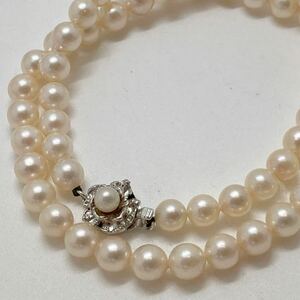 ［アコヤ本真珠ネックレス］D 重量約28.3g 約6.5-7mm珠 パール pearl necklace jewelry accessory silver シルバー DE0/EA0