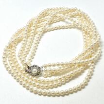 ［アコヤ本真珠3蓮ネックレス］D 重量約72.5g 約5-5.5mm珠 パール pearl necklace jewelry accessory silver シルバー DA0/DA0_画像2