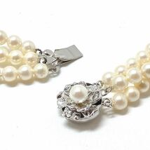 ［アコヤ本真珠3蓮ネックレス］D 重量約72.5g 約5-5.5mm珠 パール pearl necklace jewelry accessory silver シルバー DA0/DA0_画像5