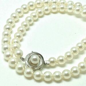 ［アコヤ本真珠ネックレス］D 重量約30.9g 約6.5-7mm珠 パール pearl necklace jewelry accessory silver シルバー DC0/EA0