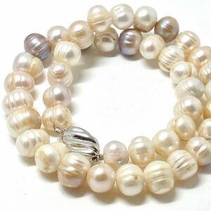 ［淡水パールネックレス］◎ D 約11-12.5mm珠 69.2g 約43.5cm 真珠 pearl necklace 首飾り ジュエリー シルバー silver DD0/DH0