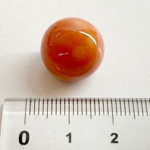 大珠!!［天然本珊瑚5.1g］D 25.5ct 15.4×14.6mm ルース 裸石 宝石 coral コーラル さんご 片穴 丸珠 テEB0